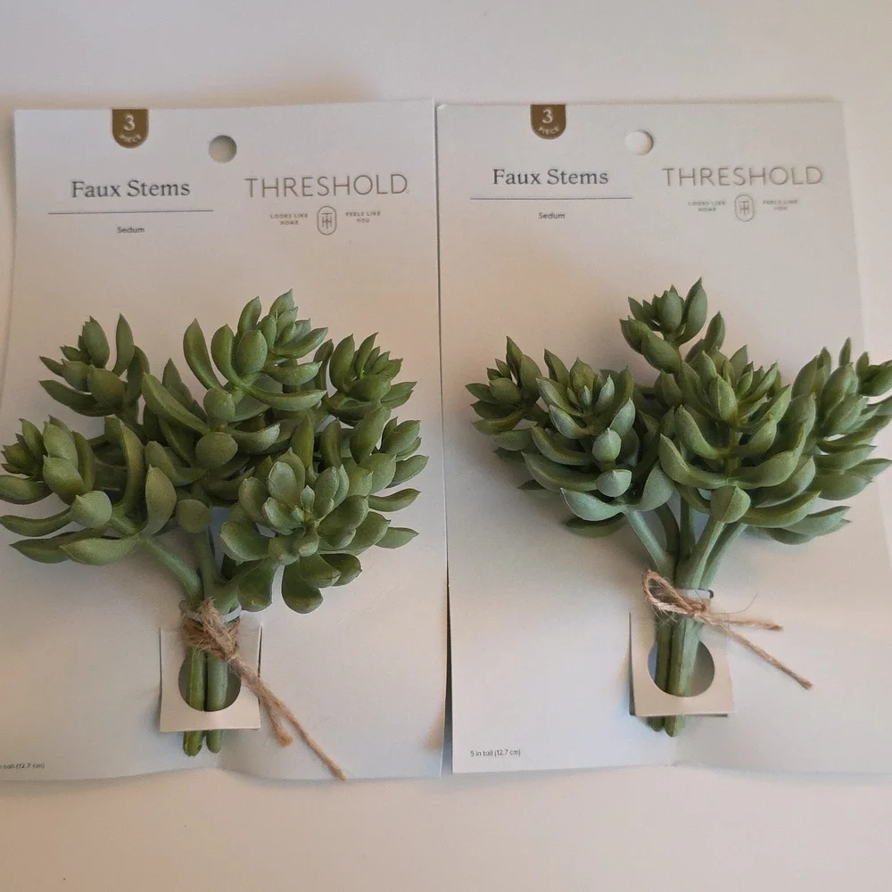 Threshold 3 Piece Faux Succulent Sedum Stems Green Indoor Decorative Plant